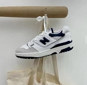 New Balance 550 White Navy Unisex Sneakers