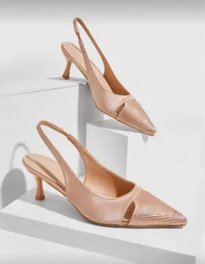 Pointed Toe Embellished Low Heel