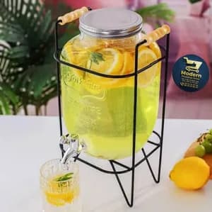 Glass dispenser jar with rack