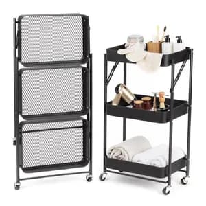 3-Layer Foldable Stainless Movable Cart