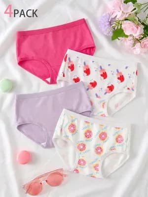 Colorful girls cotton underwear 4 pack