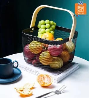 Metal Mesh Baskets with Wooden Handle