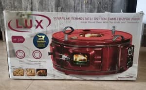 Lux large round oven with top glass view