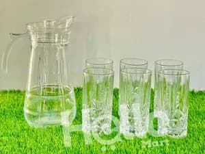 Glass Water Jug with 6 Glasses