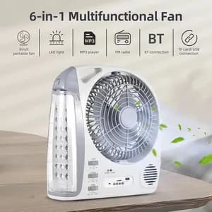 6 IN 1 RECHARGEABLE FAN WITH LED LAMP
