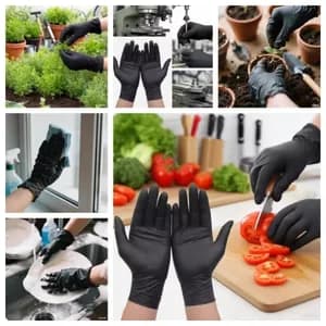 Disposable Black Vinyl Multi-purpose Gloves