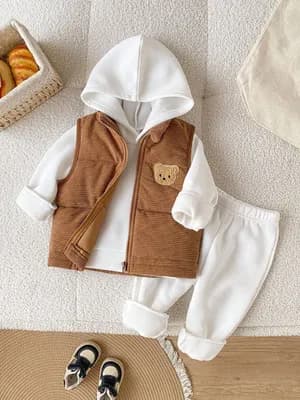 Cute bear warm 3 piece set outfit