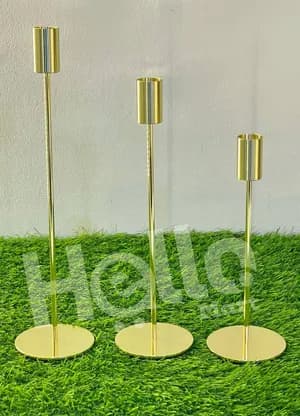 Gold Metal Candle Holder Set