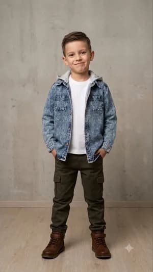 Unisex denim hooded top