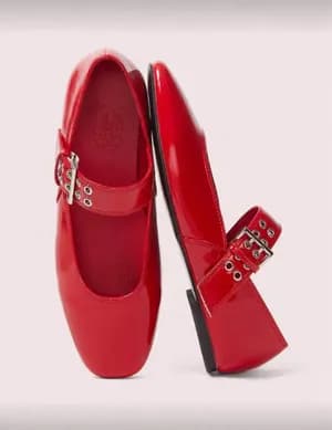 Plain ballerina flat with buckle belt