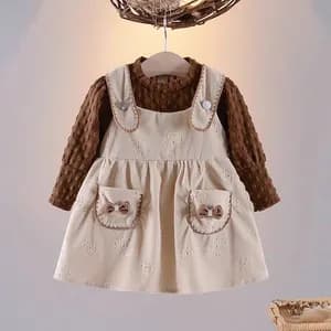 Toddler girls lantern sleeve bow dress