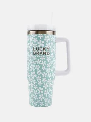 Lucky Brand Floral Stainless Steel Vacuum Insulated Tumbler With Straw 946 ml