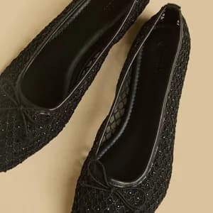 MAX beaded bow detail ballerina shoe