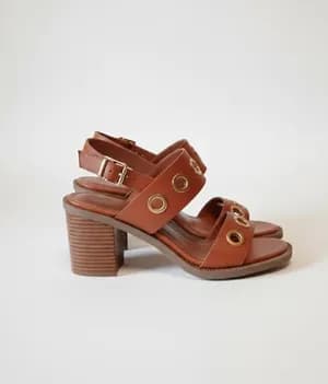12 Thompson Julia Brown Block Heel Sandals