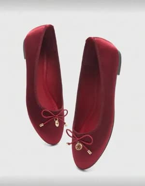Plain bow ballerina flat