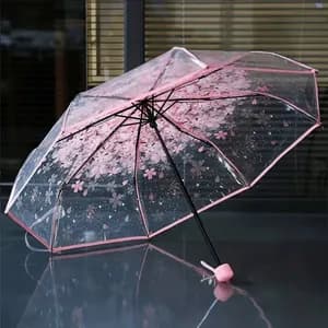 Transparent Cherry Blossom Foldable Umbrella