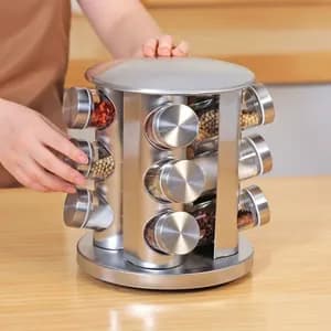 12-Jar Rotating Stainless Spice Carousel