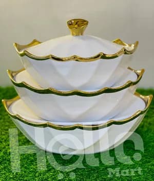 3-Piece White Gold Serving Bowls