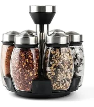Stainless Steel Rotating Spice Rack 6 Jars