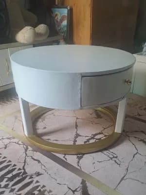 Modern White Round Sofa Table