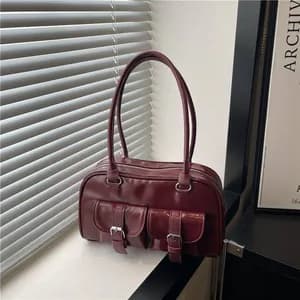 Retro double pocket shoulder bag
