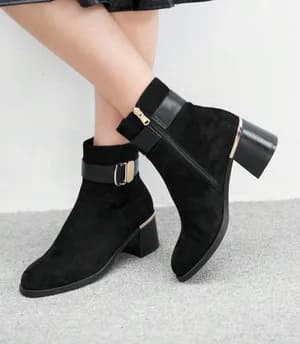 Thick sole round toe ankle boots