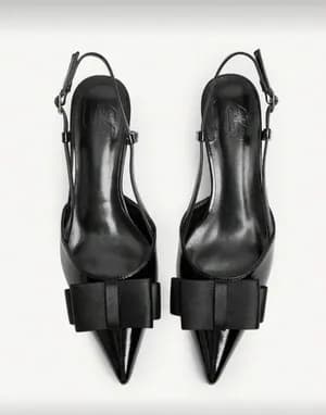 Pointed Toe bow decor kitten heel