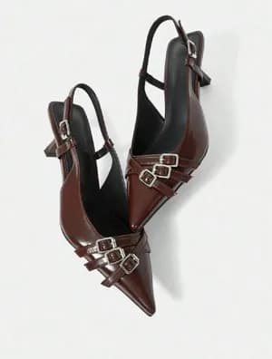 Pointy toe sling back low heel
