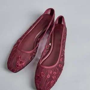 Max floral mesh slip on flat