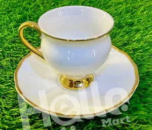 White Gold Rim Coffee Cups Set