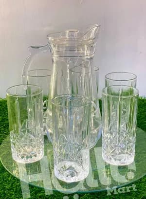Glass Water Jug with 6 Glasses