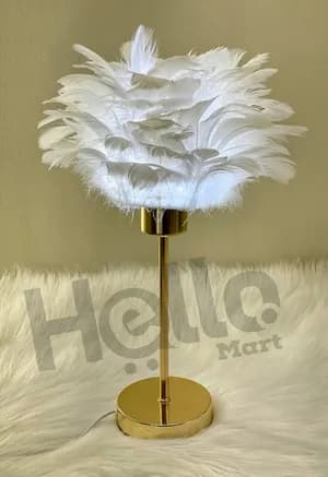 White Feather Side Table Lamp