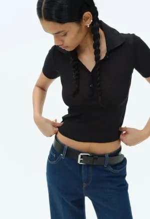 H&M Ribbed Polo Shirt Women