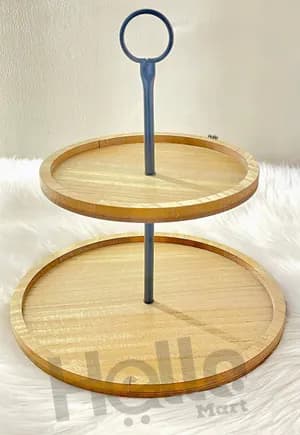 2-Tier Wooden Dessert Serving Stand