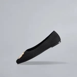 Max ribbed slip on ballerina with metal accent