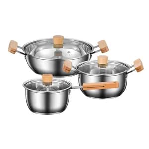 3-Piece Stainless Steel Cooking Pot Set