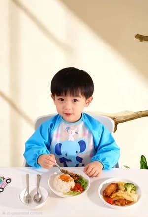Waterproof kids long-sleeve feeding apron