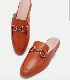 Chain decor flat loafer mule