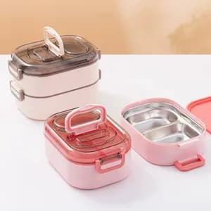 Two-Compartment Stainless Steel Lunch Box for Kids