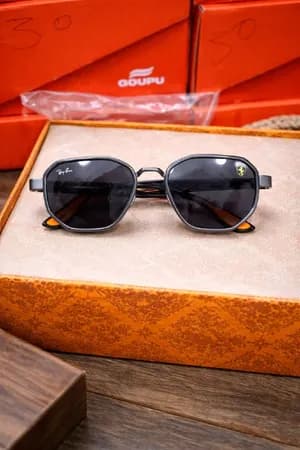 Black Metal Octagonal Polarized Sunglasses