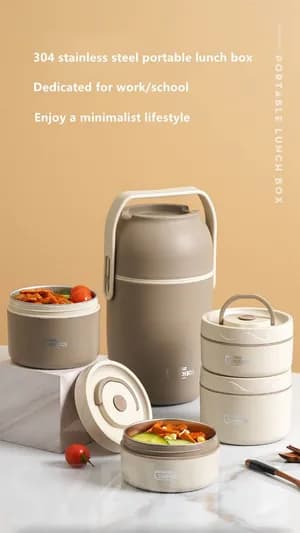 2 in 1 Stainless Steel Leak-proof Lunchbox