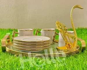 Decorative Service Tray with Cups