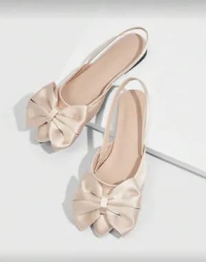 Large bowknot pointy toe sling back flat