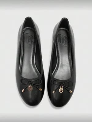 Plain bow ballerina flat