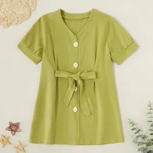 Solid Strappy Button Dresses