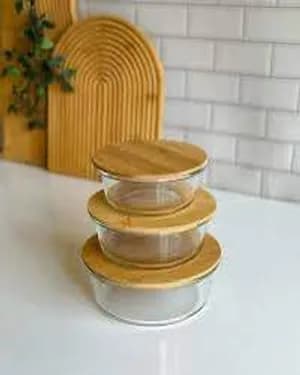 Premium Glass Food Storage Containers Bamboo Lids
