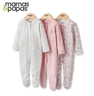 Mamas & Papas 3-Piece Baby Footed Jumpsuit Set