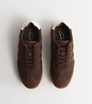 Faux Suede Lace Up Low Top Trainers