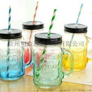 Vintage Mason Glass Drinking Jar with Straw 500ml