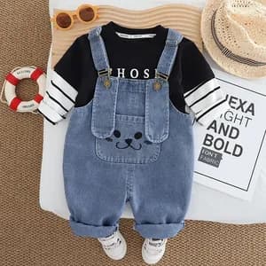 Unisex Jeans Overall Long Sleeve Tshirt